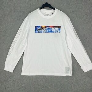Dreamland white crew neck long sleeve shirt men’s XL embroidered pullover surf